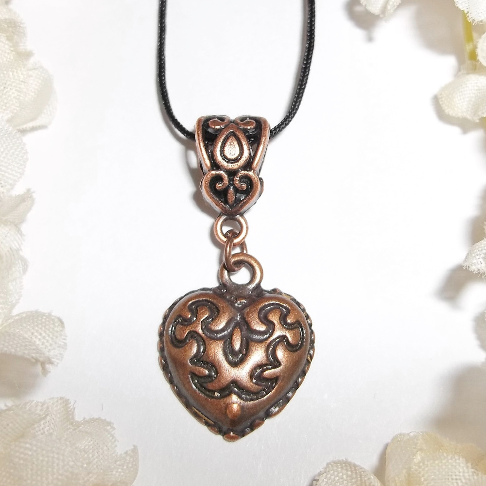 Rustic Heart Necklace Adjustable Copper NWT Boho Jewelry Love Gift Idea Her 4919